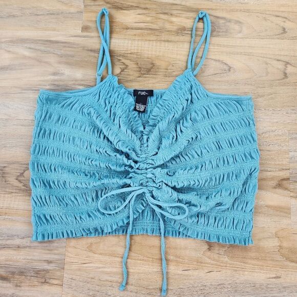 🍑Rue21 Teal Smocked Sleeveless Crop Top 2X - Picture 1 of 9